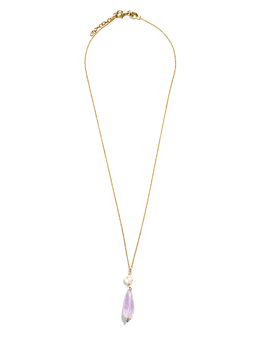 necklace with natural ametist golden plated silver 925